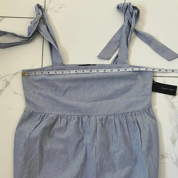 NWT BLACK TAPE_/ 100% cotton baby doll blouse/ White & blue stripes/ Size US L - Picture 14 of 14